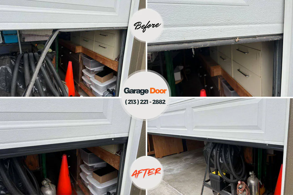 Before and after: garage door spring repair Montezuma, IA